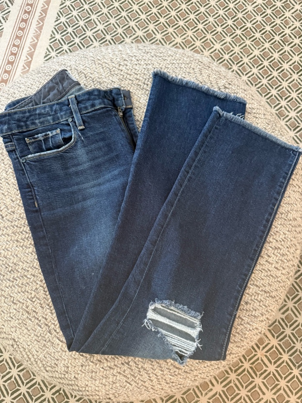 PAIGE Blue Denim Jacqueline Straight-Leg Jeans Distressed Size 29